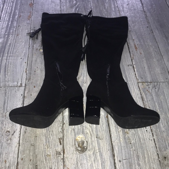 Black suede over the knee boots - Picture 2 of 4